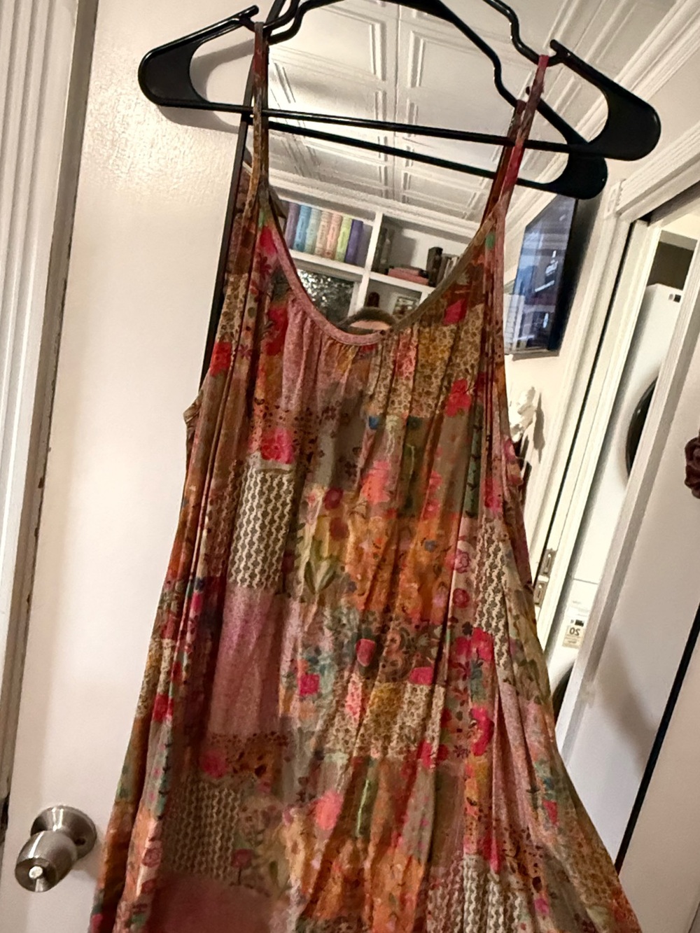 NATURAL LIFE Multi-Color Patchwork Mini Dress in Tan and Pink